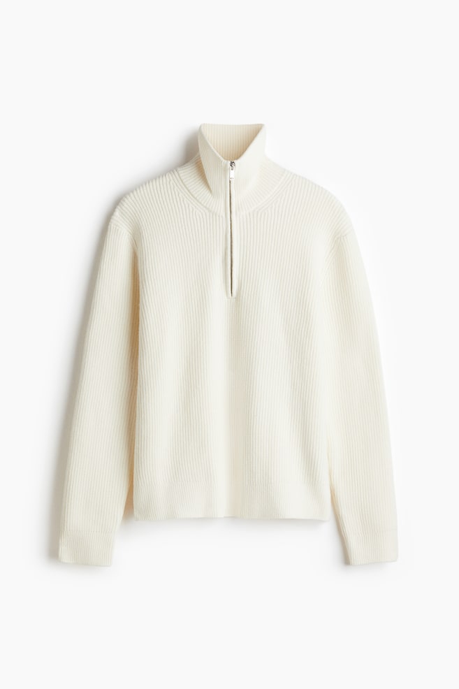 Pullover con mezza cerniera Regular Fit - Bianco - 1