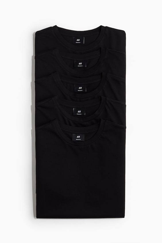 Мужские футболки H&M 5-pack Regular Fit T-shirts