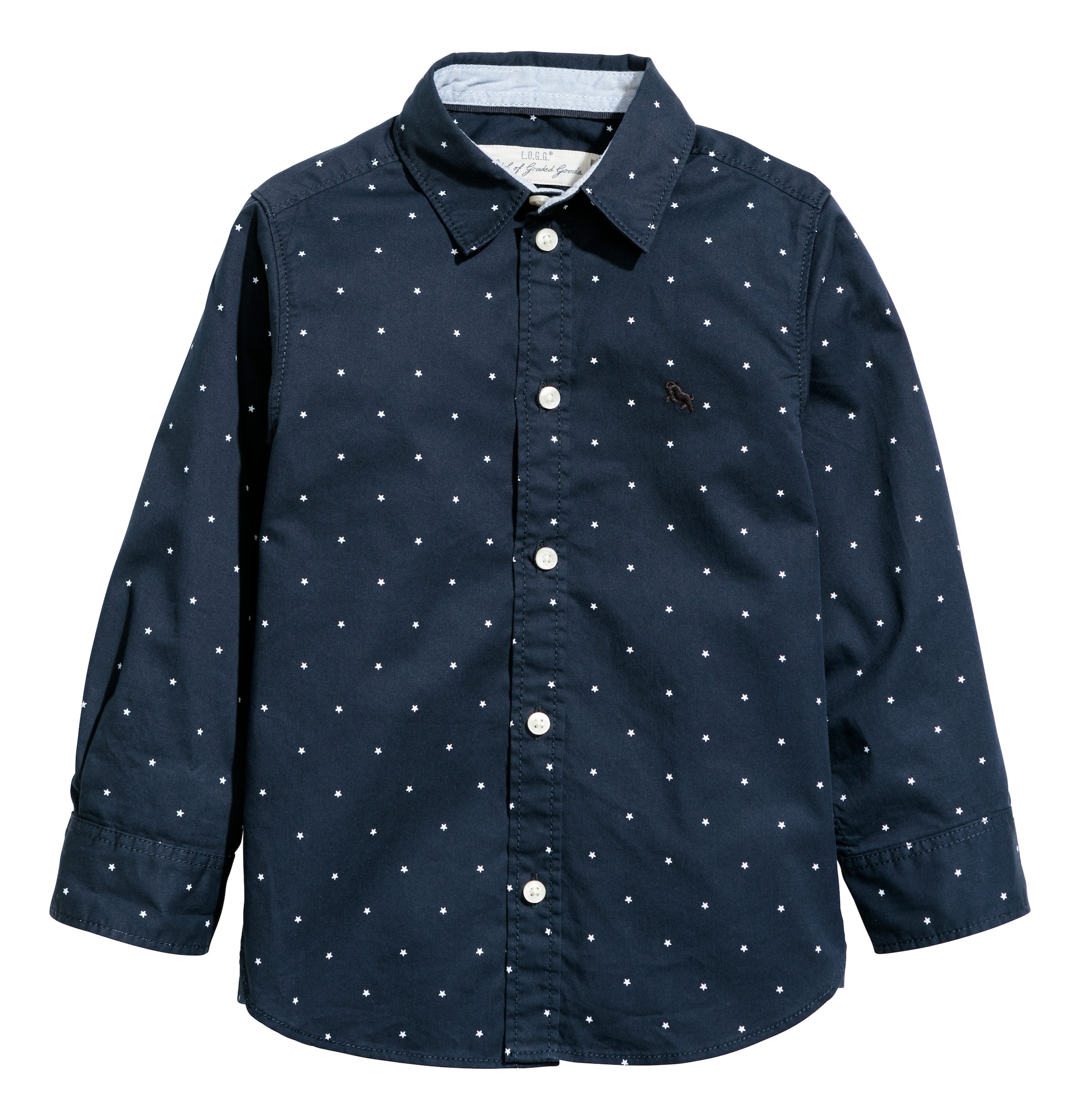 View larger image: Cotton shirt - Dark blue/Stars - Kids | H&M GB 1