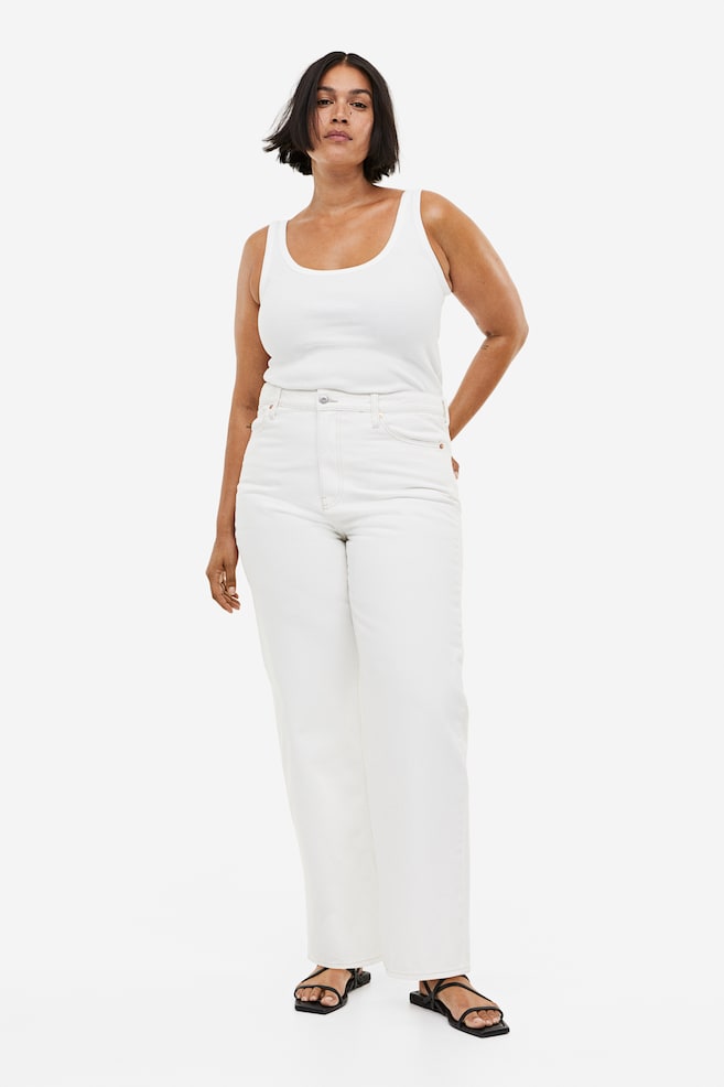 H&M+ Loose Straight High Jeans - White - 2