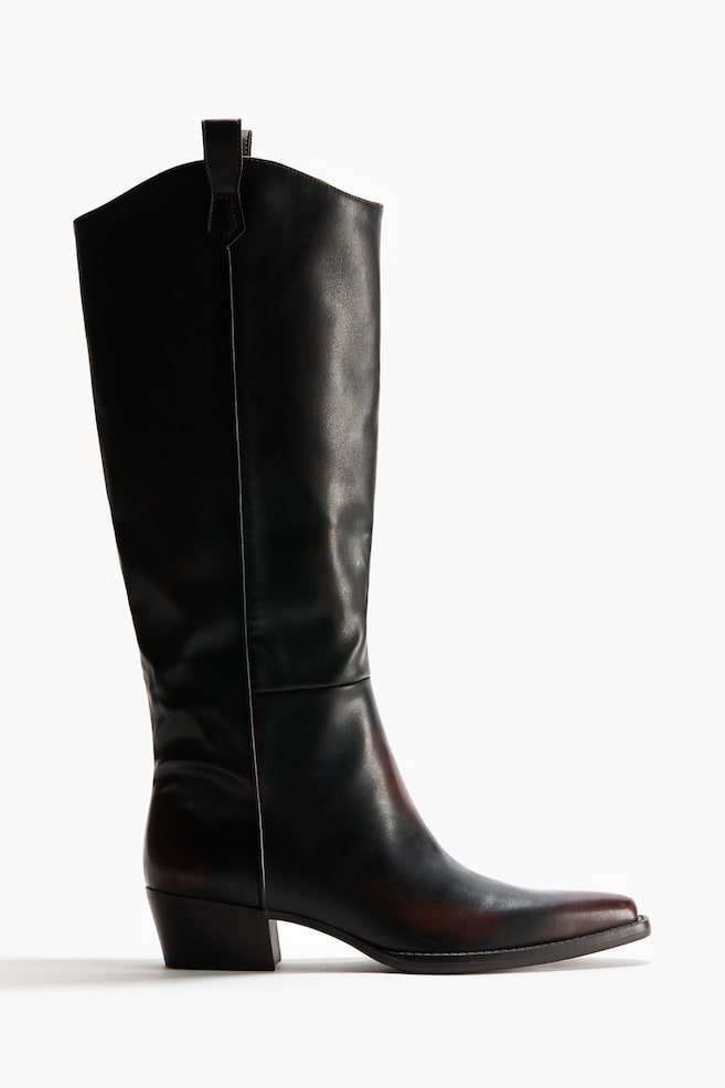 Knee-high cowboy boots - Dark brown - 1