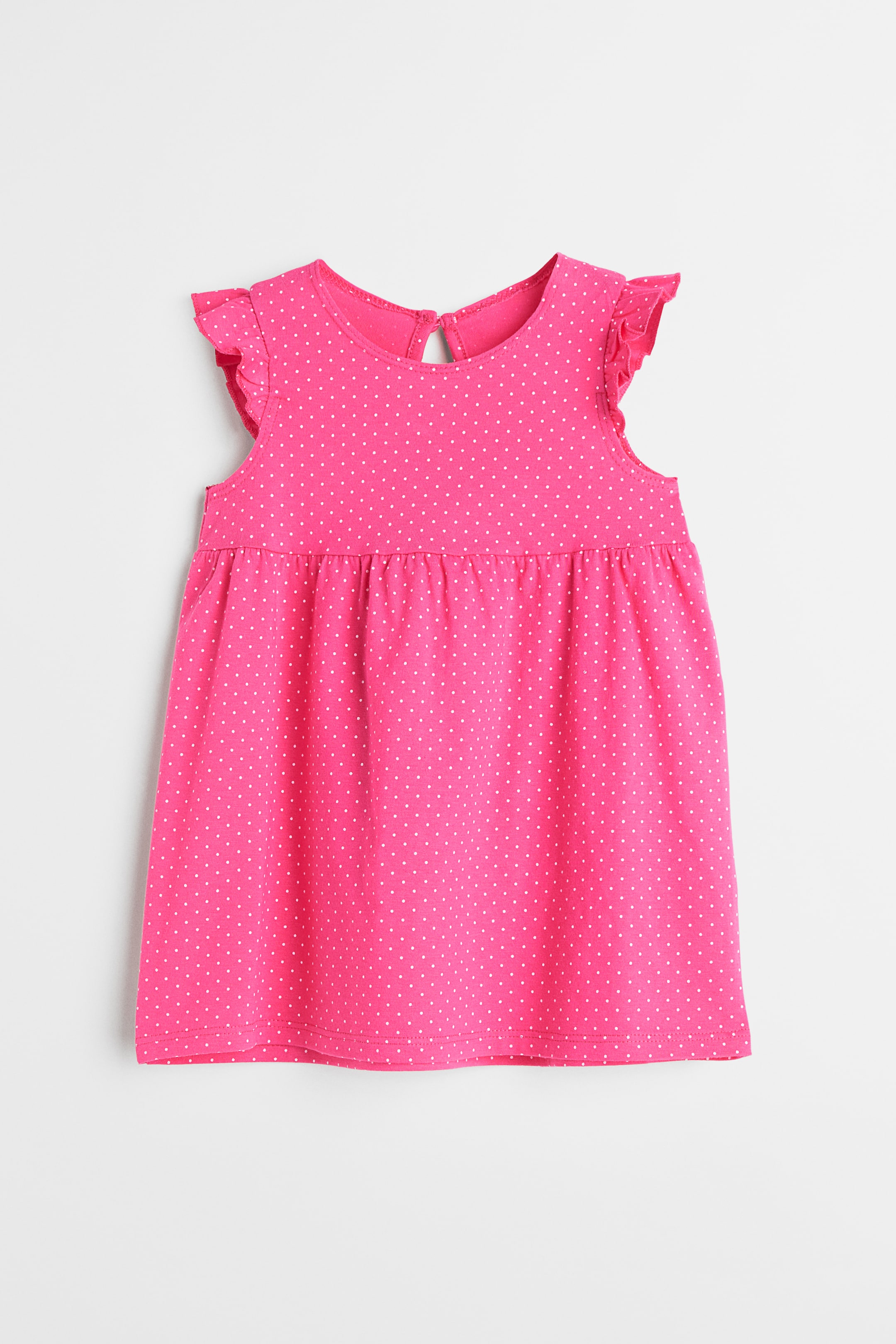 View larger image: Flounce-trimmed jersey dress - Cerise/Spotted - Kids | H&M 1