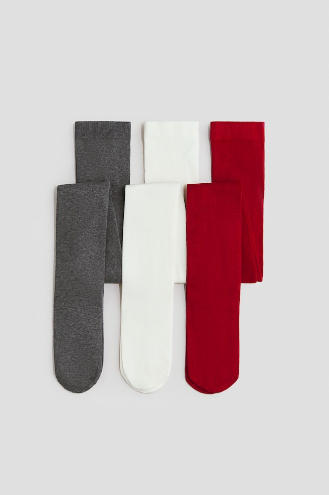 3-pack fine-knit tights - Dark grey/Dark red/Pink/Cream/Grey marl/Pink/Black/Light pink/White/Black/Grey marl/Black/Light pink/Purple/White/Black/Grey marl - 1