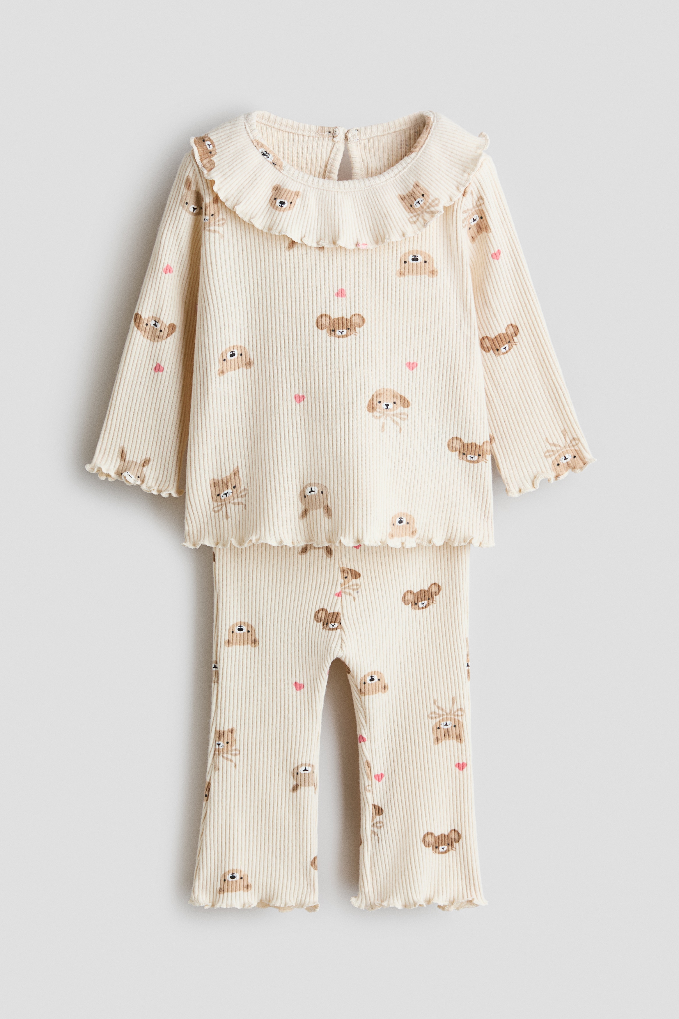 Noworodek - 2-piece printed set Jasnobeżowy/Zwierzęta - Size: 68 (4-6M)  - H&M