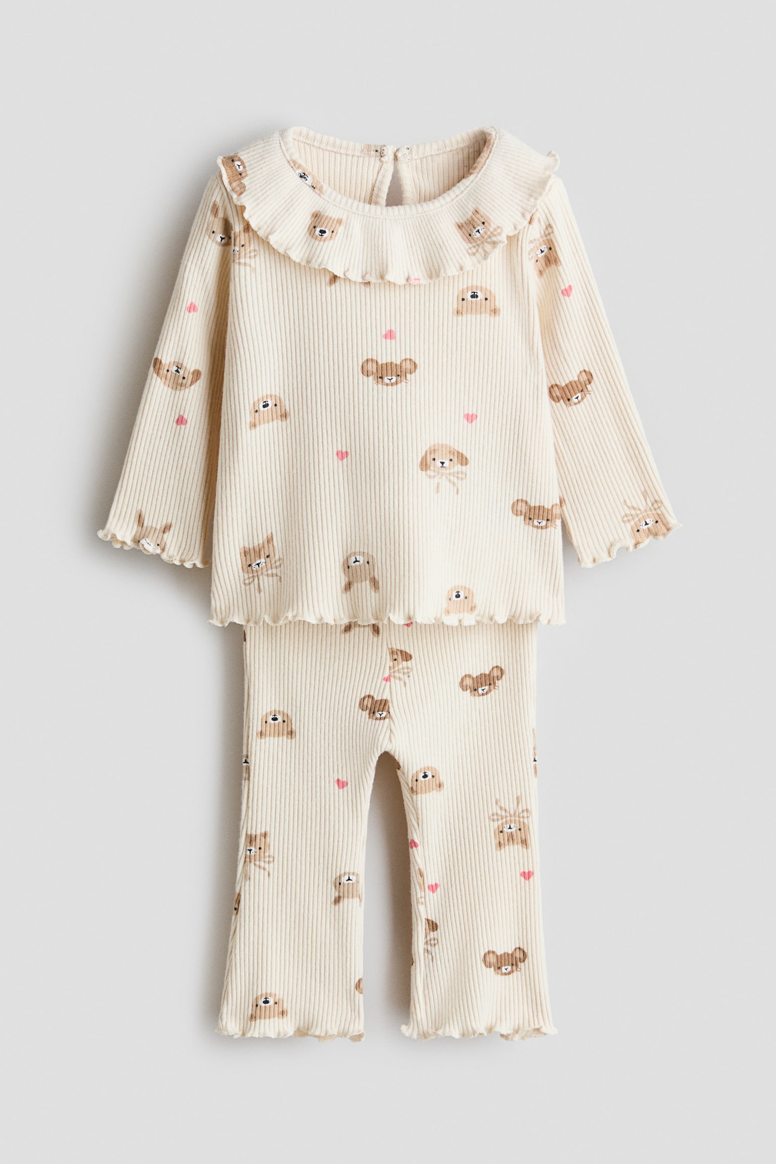 Детские комплекты H&M 2-piece printed set, цвет: Светлый бежевый — фото 1