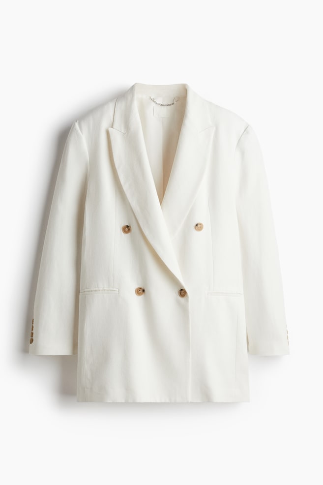 Blazer aus Leinenmix - Cremefarben - 1