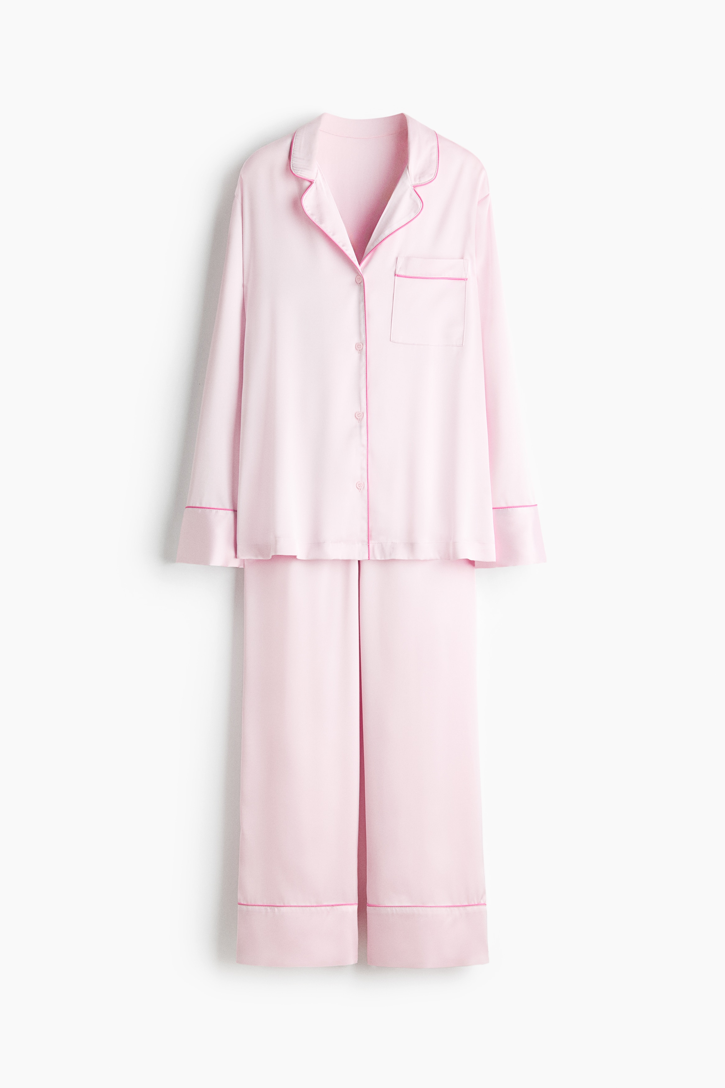 Pyjama en satin - Rose clair/Bleu foncé/Bleu clair/rayé