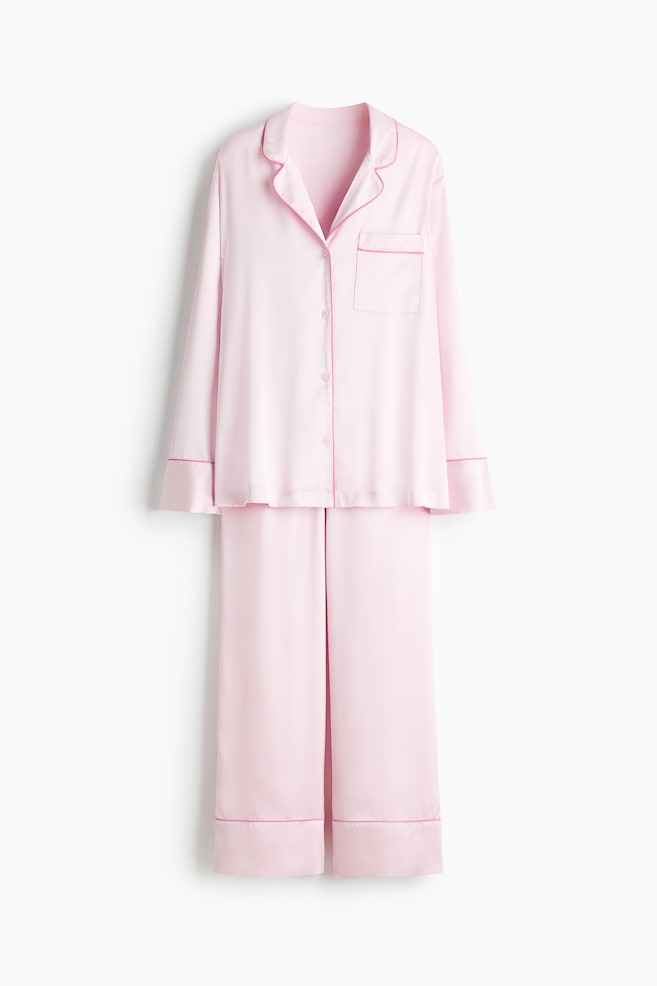 Satin pyjamas - Light pink/Light blue/Striped/Dark blue/Black/Polka dot - 1