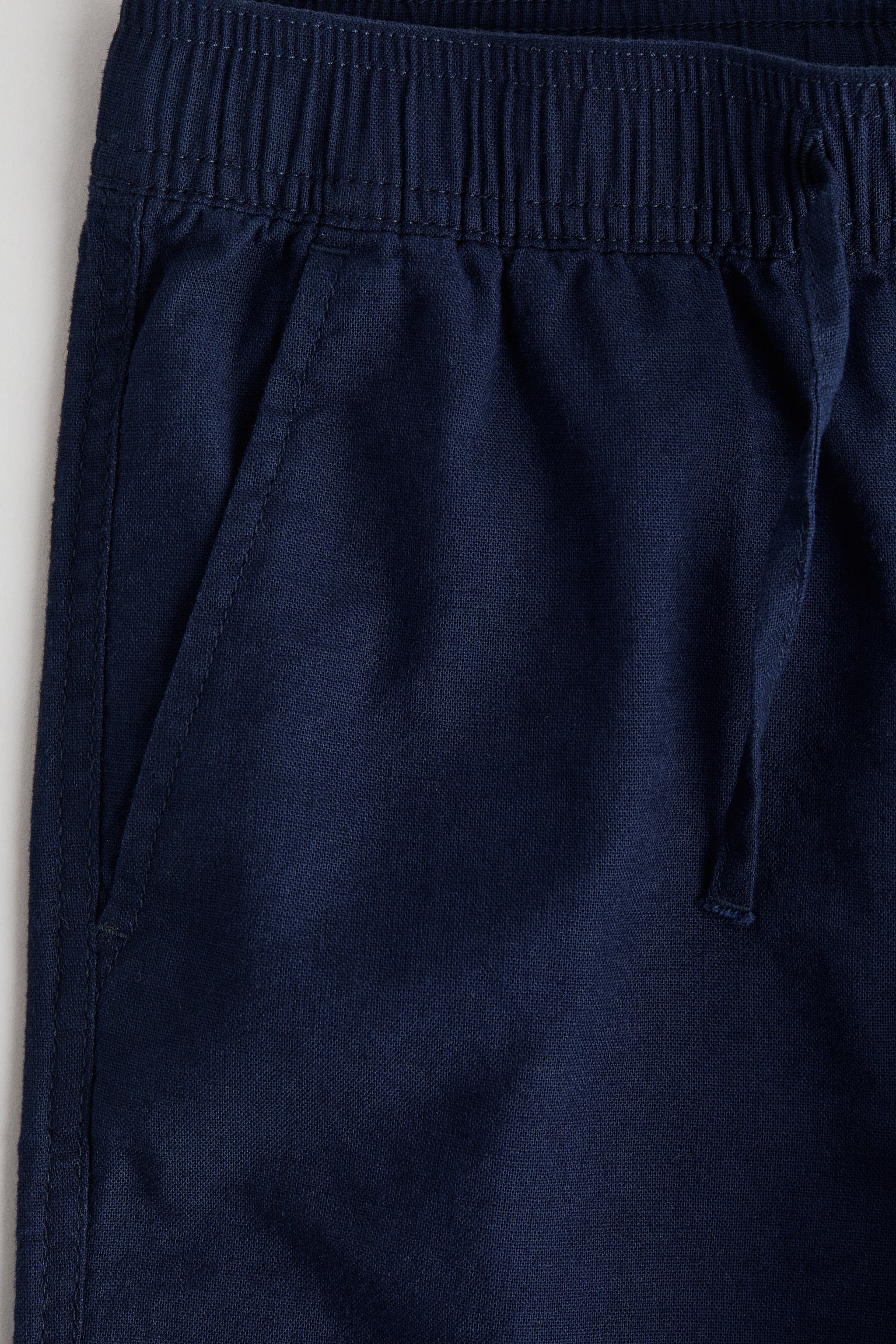 Linen-blend trousers - Navy blue/Light beige/Khaki green - 2