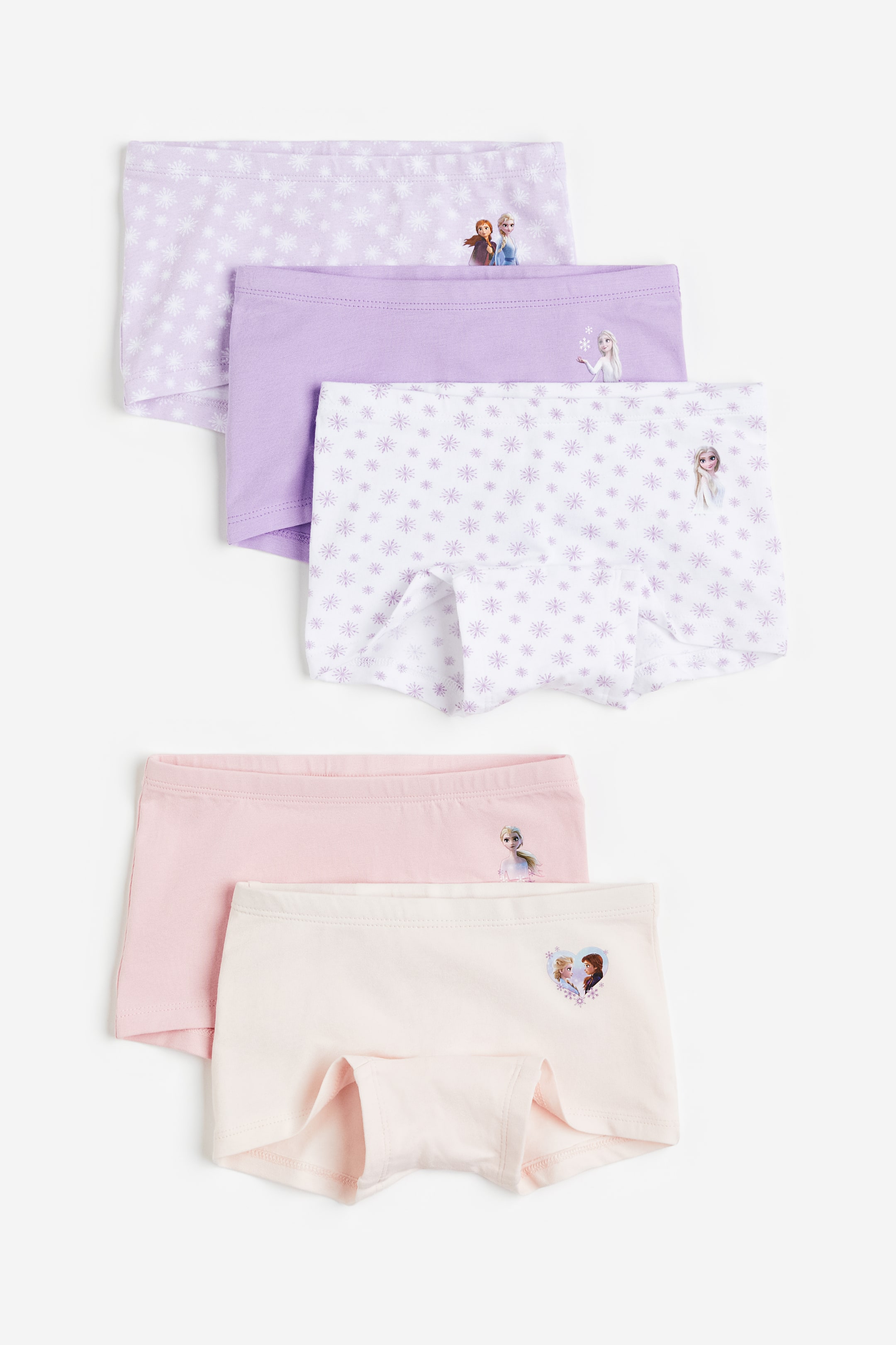 Xem ảnh lớn hơn: Bộ 5 quần lót boxer vải cotton - Màu tím nhạt/Nữ hoàng băng giá - Kids | H&M VN 1