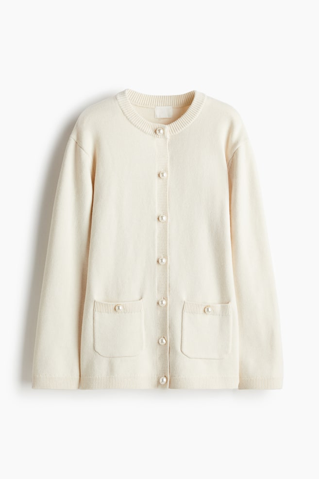 Button-detail cardigan - Cream/Dark grey marl/Dark beige/Black - 1