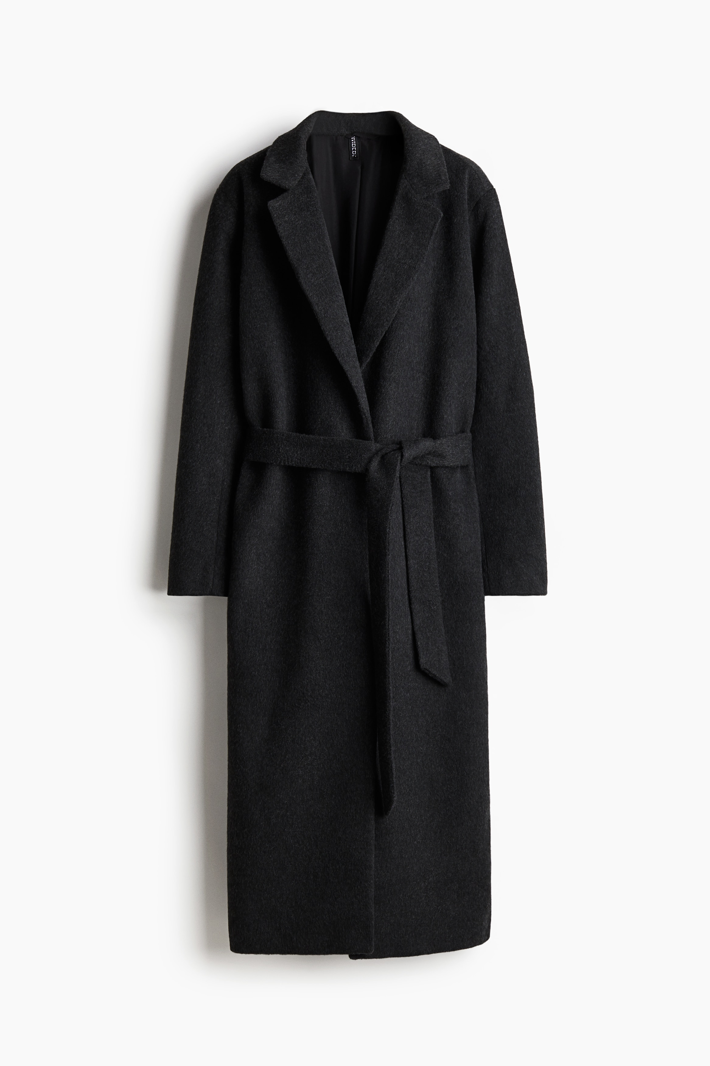 Brushed-Finish Tie-Belt Coat - Dark gray melange - Ladies | H&M US