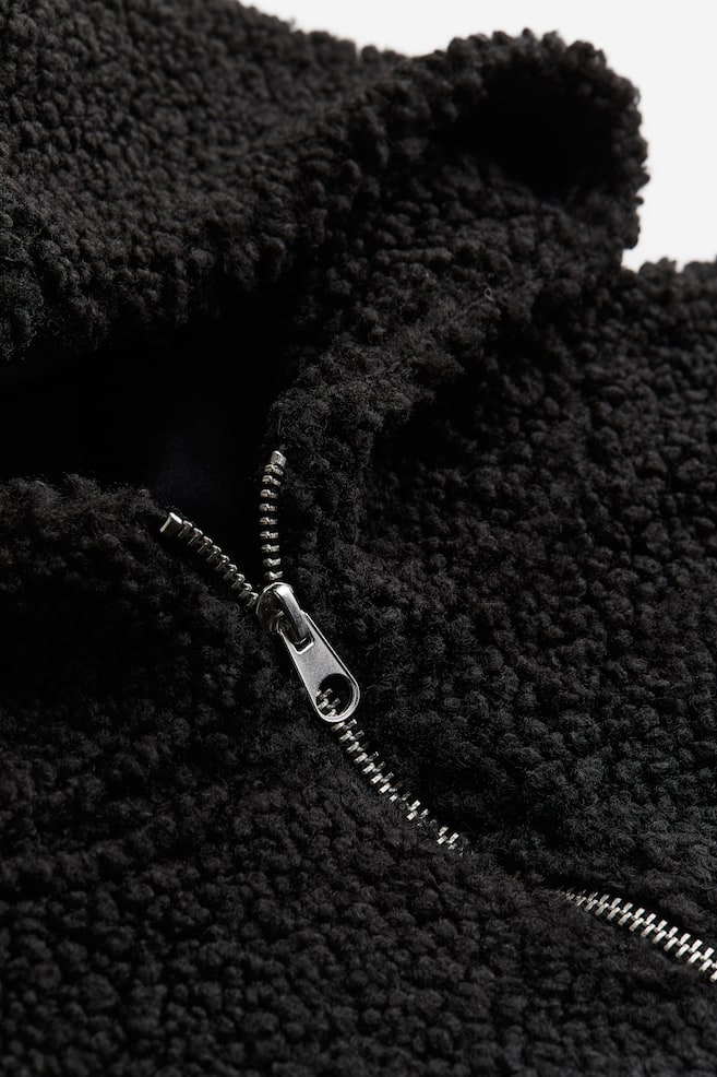 Zip-top teddy hoodie - Black - 6