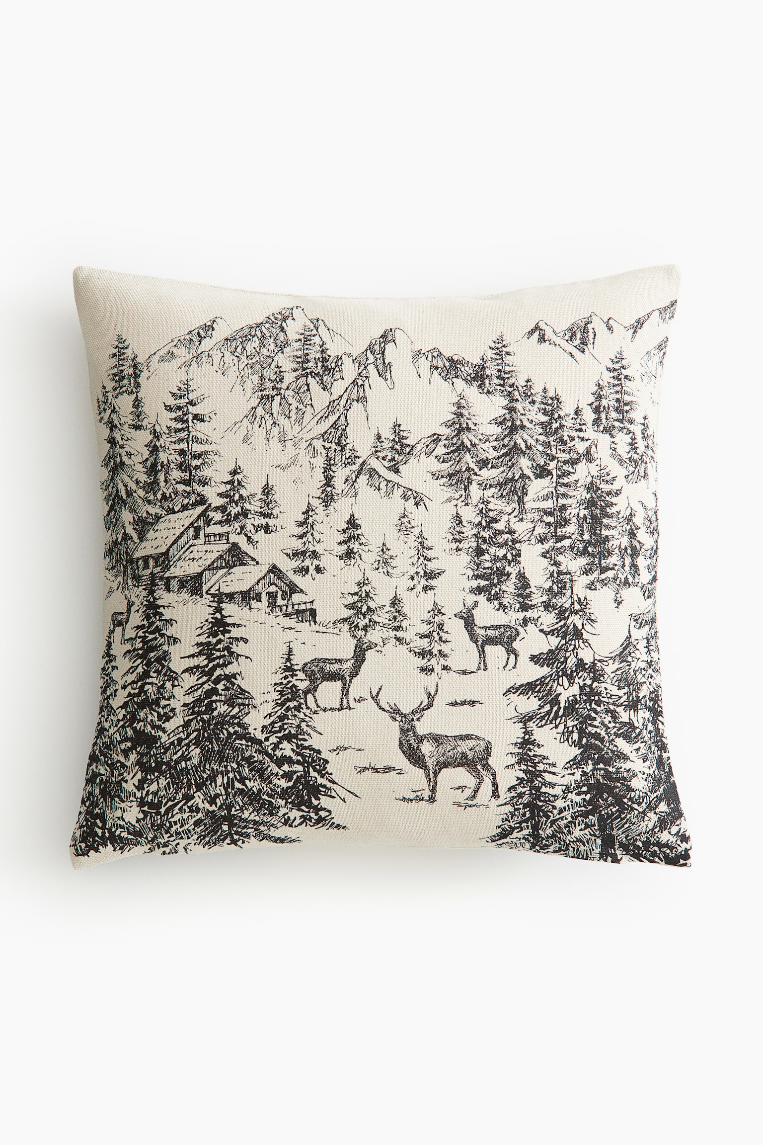 Printed cushion cover - Black/Print-motif/Beige/Merry/Red/Christmas/Light beige/Fir tree - 1