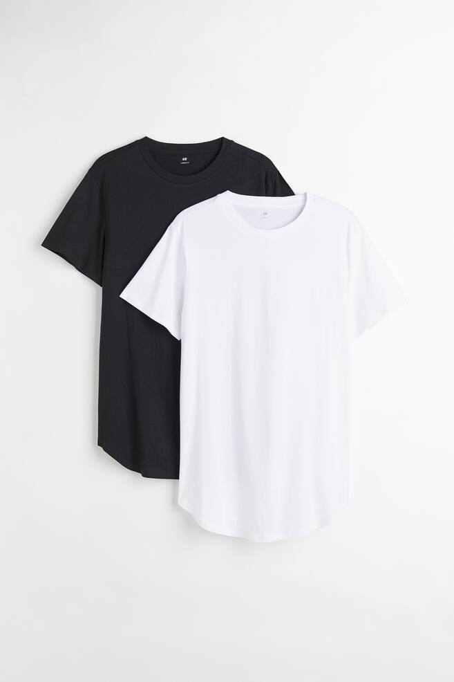 2-pack Long Fit T-shirts - White/Black/Purple/Light beige - 1