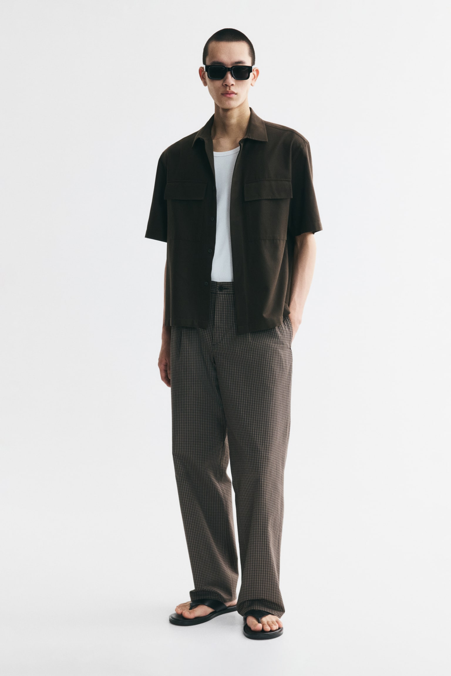 Мужская рубашка H&M Relaxed-Fit, цвет: Коричневый — фото 3