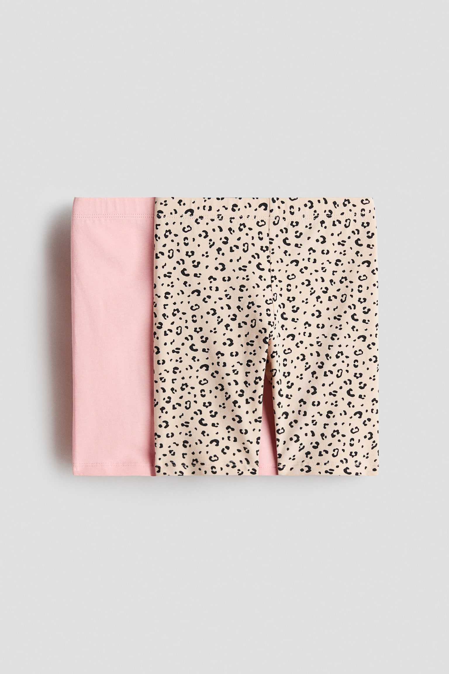 2-pack cotton cycling shorts - בז' בהיר/מנומר/שחור/ורוד בהיר/סגול בהיר/לבן/לבבות סיגל - 1