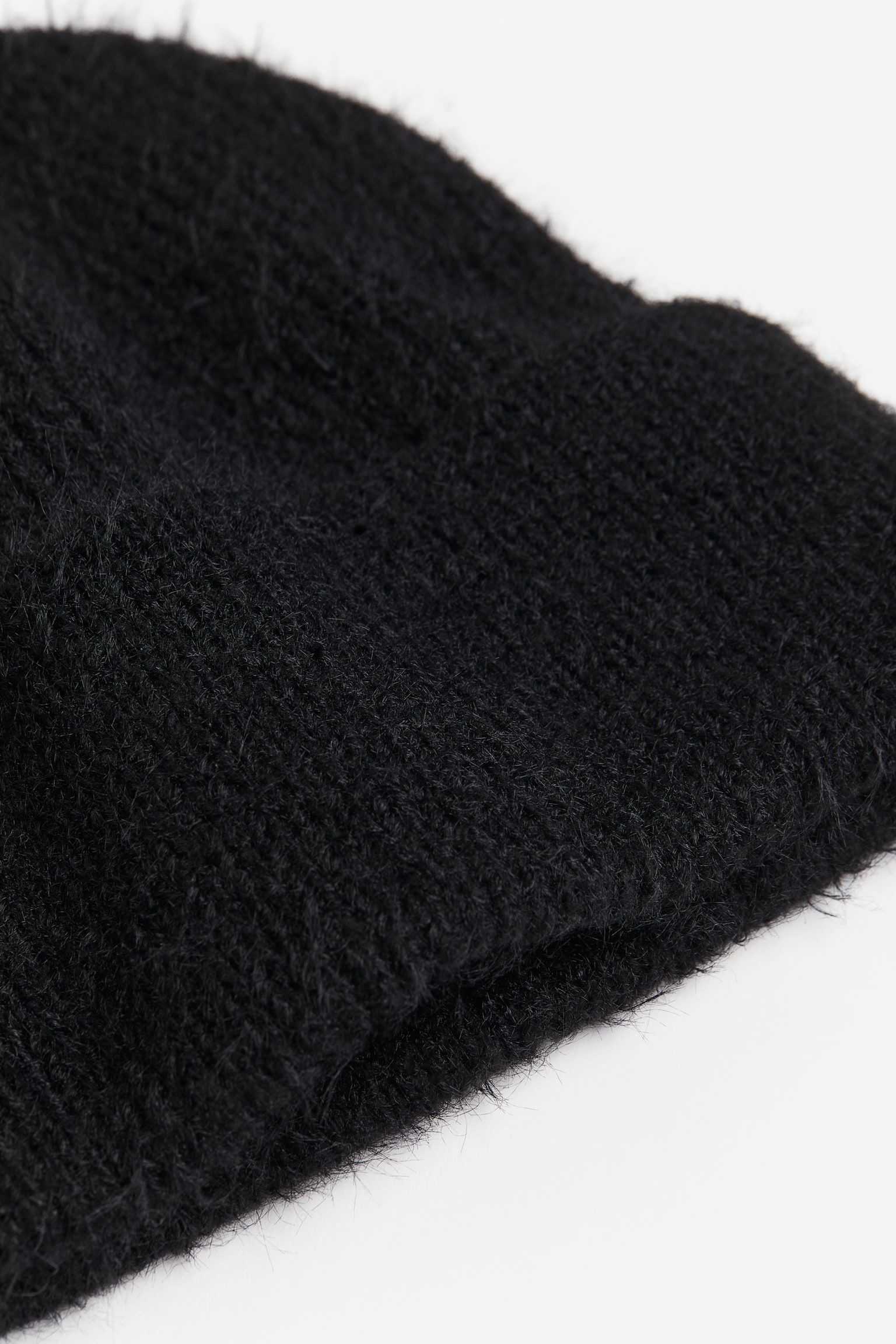 Fluffy Knit Beanie - Black - 3