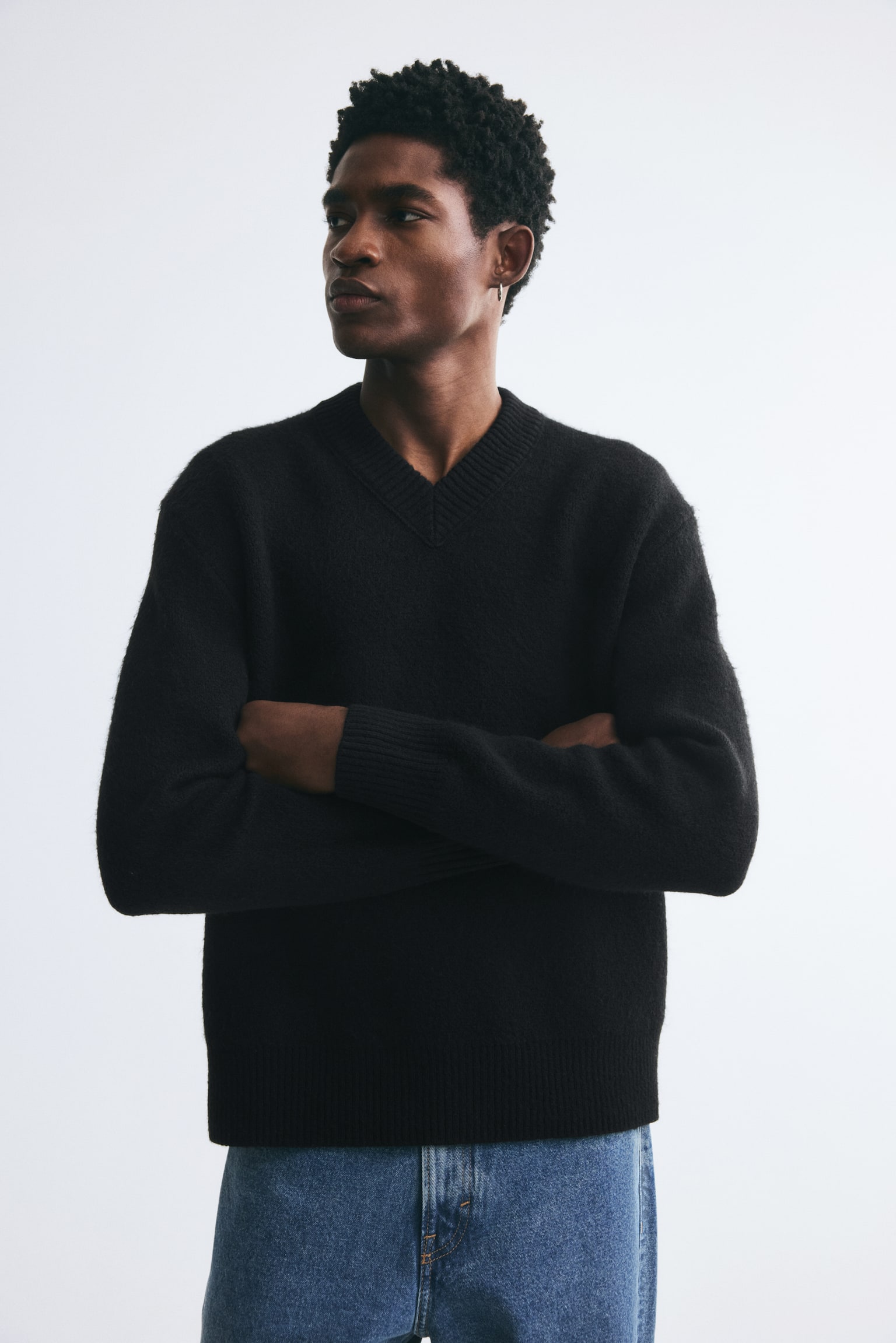 Мужской свитер H&M Relaxed-Fit, цвет: Чёрный — фото 3