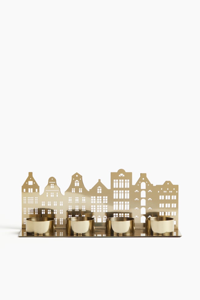 Cityscape tealight holder - Gold-coloured - 1