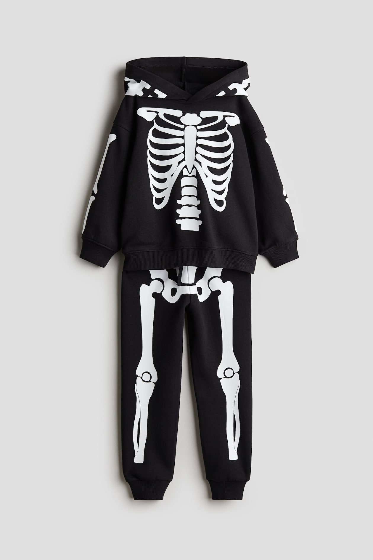 Black/skeleton 2-piece Printed Sweatsuit for kids H&M CA