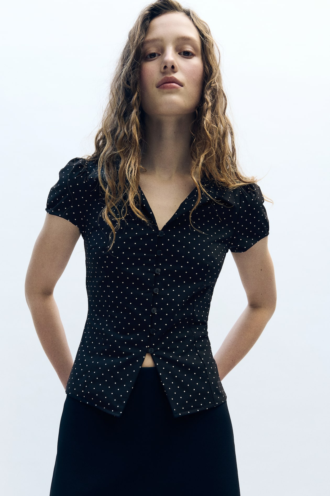 Button-Front Top with Collar - image 4