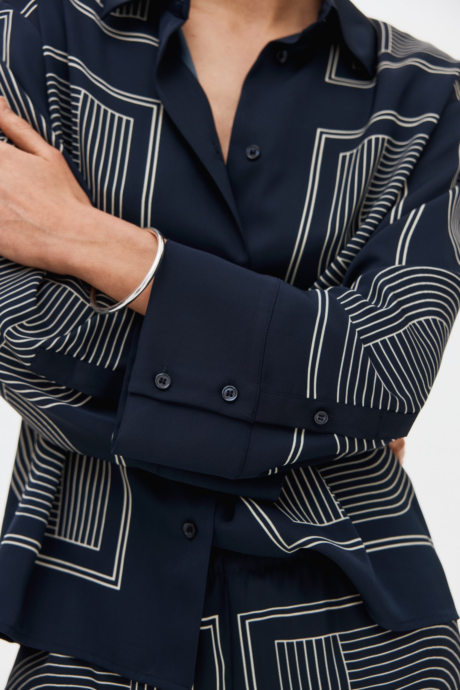 Oversized twill shirt - Navy blue/Patterned/Burgundy/Patterned - 6