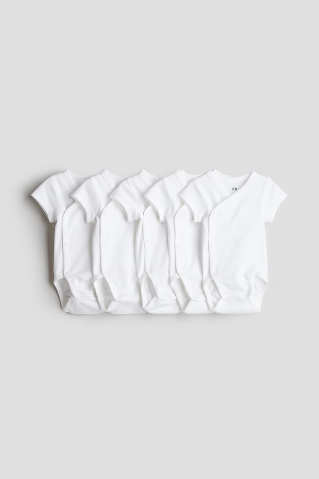 Pack de 5 bodies de algodón - Blanco/Beige/Blanco/Rosa claro/Rosa empolvado/Rosa empolvado claro/Floral/Turquesa/Osos de peluche - 1
