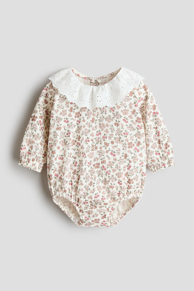 Flounced Romper Suit - Cream/floral - 1