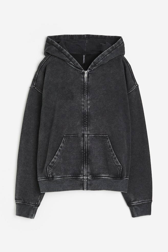 Oversized zip-through hoodie - Black/Washed out/Cream/Light pink/Blue - 2