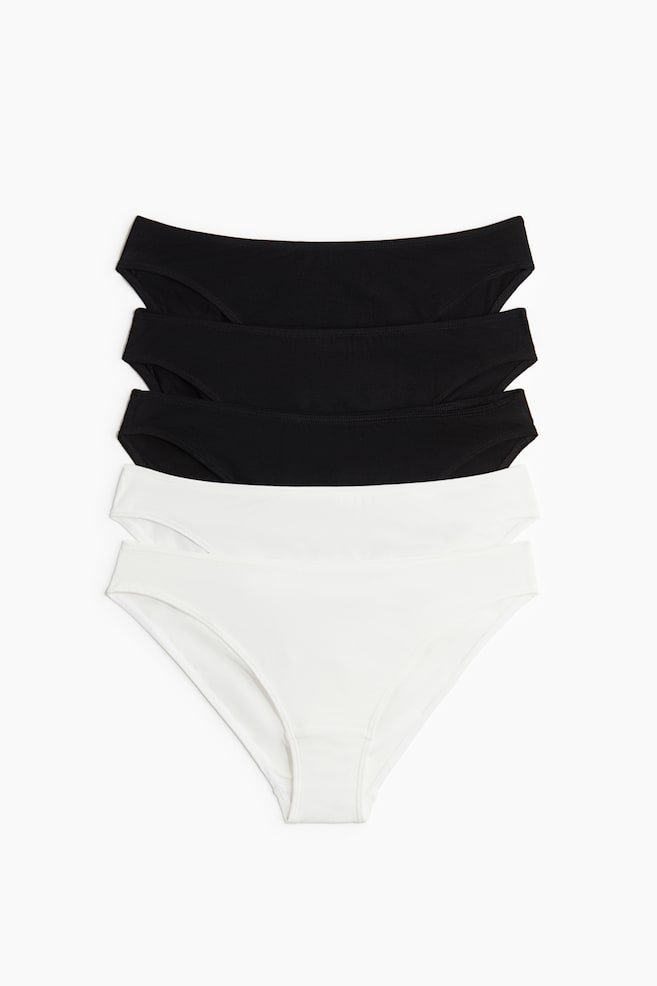 Pack de 5 bragas de algodón - Negro/Blanco/Negro - 1