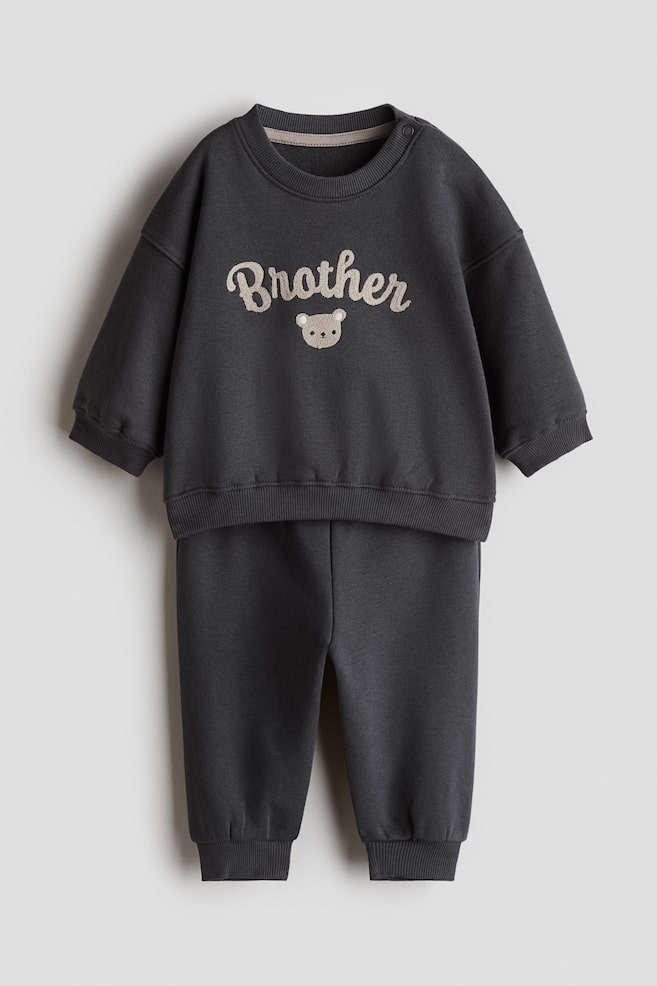 2-Piece Sibling Sweatshirt and Joggers Set - Dark gray/Brother - 1