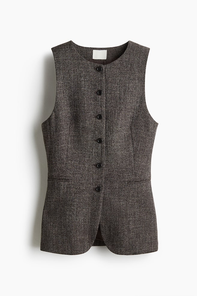 Long waistcoat - Dark brown marl/Navy blue/Pinstriped/Black/Greige/Pinstriped - 1