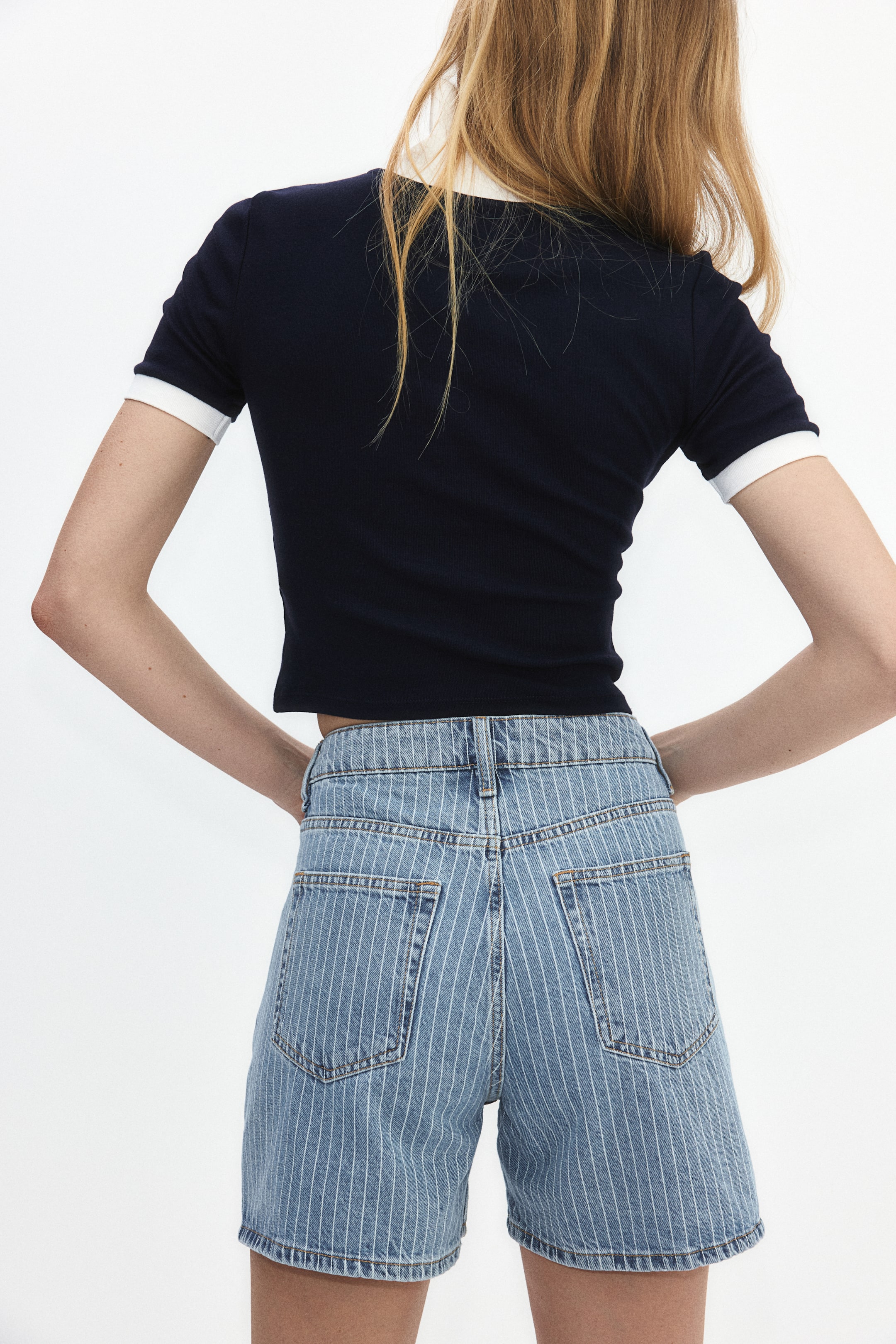 Short taille haute en denim