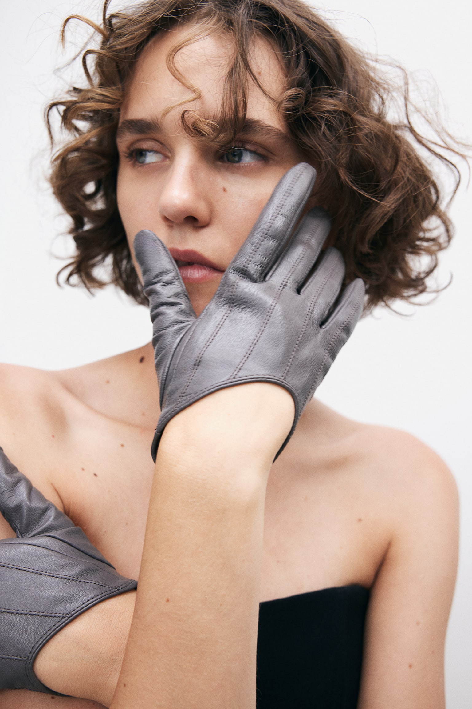 Leather Gloves - Grey - 1