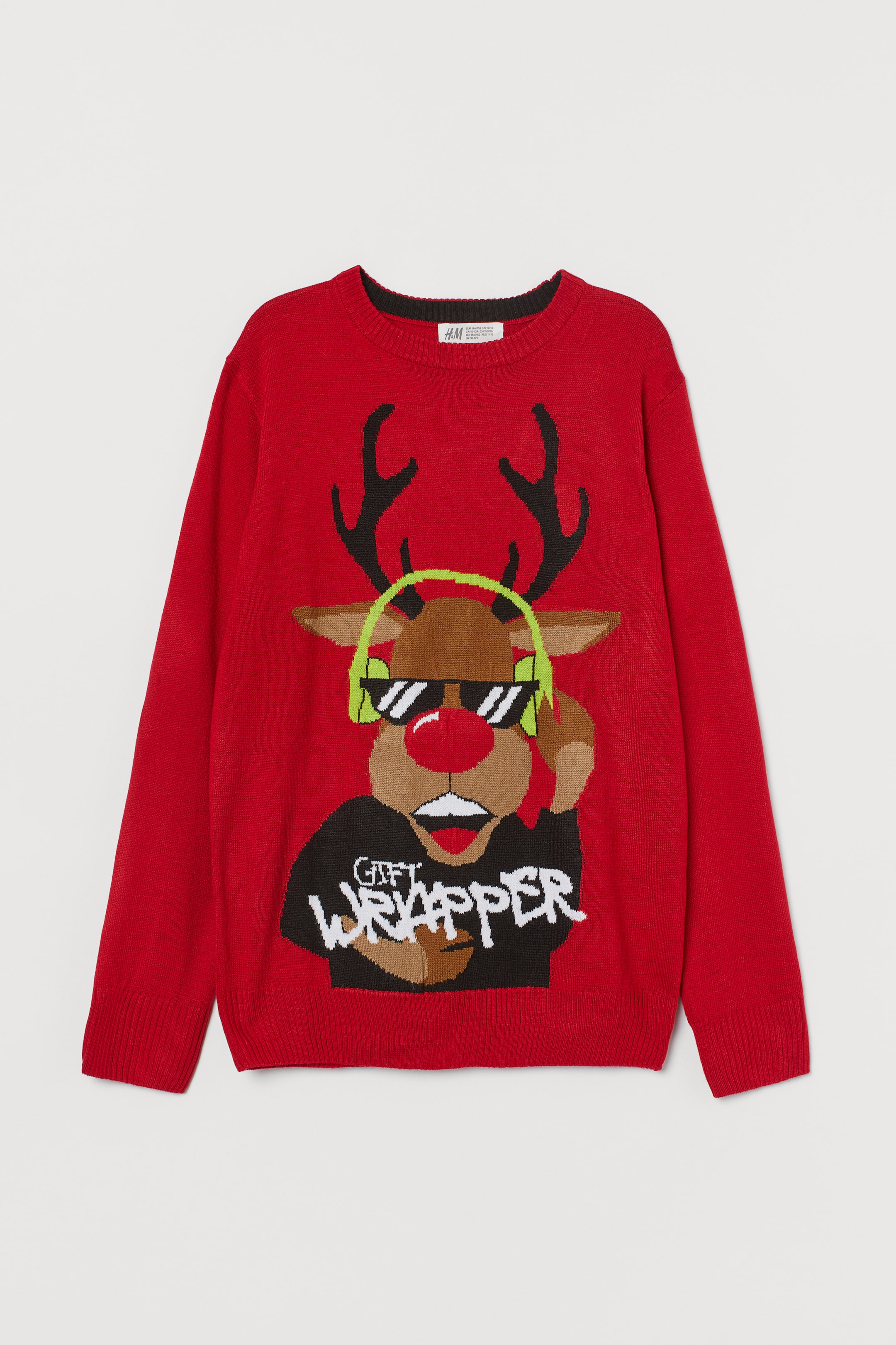 View larger image: Design Detail Sweater - Red/Gift Wrapper - Kids | H&M AU 1