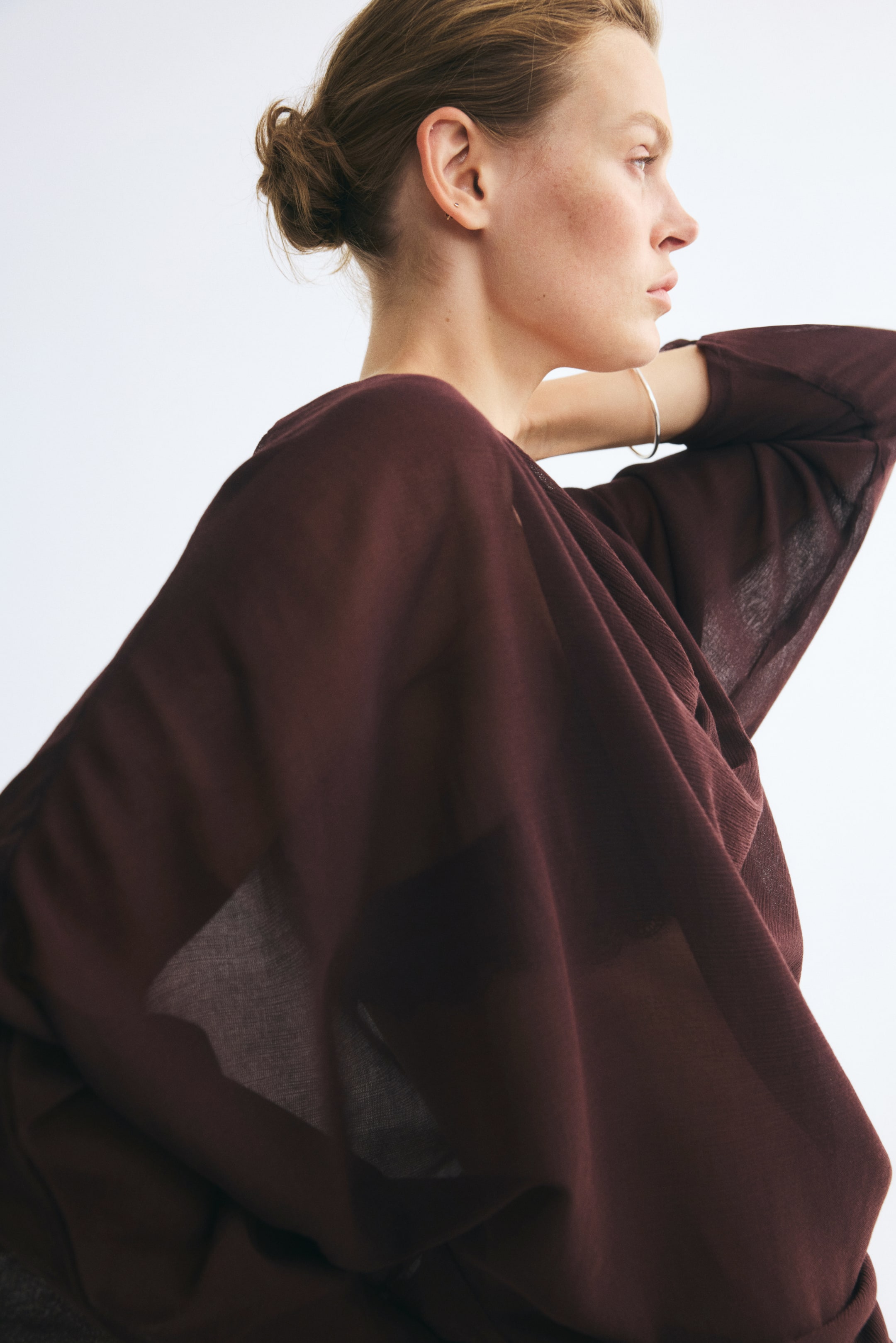 Fine-Knit Cowl-Neck Blouse