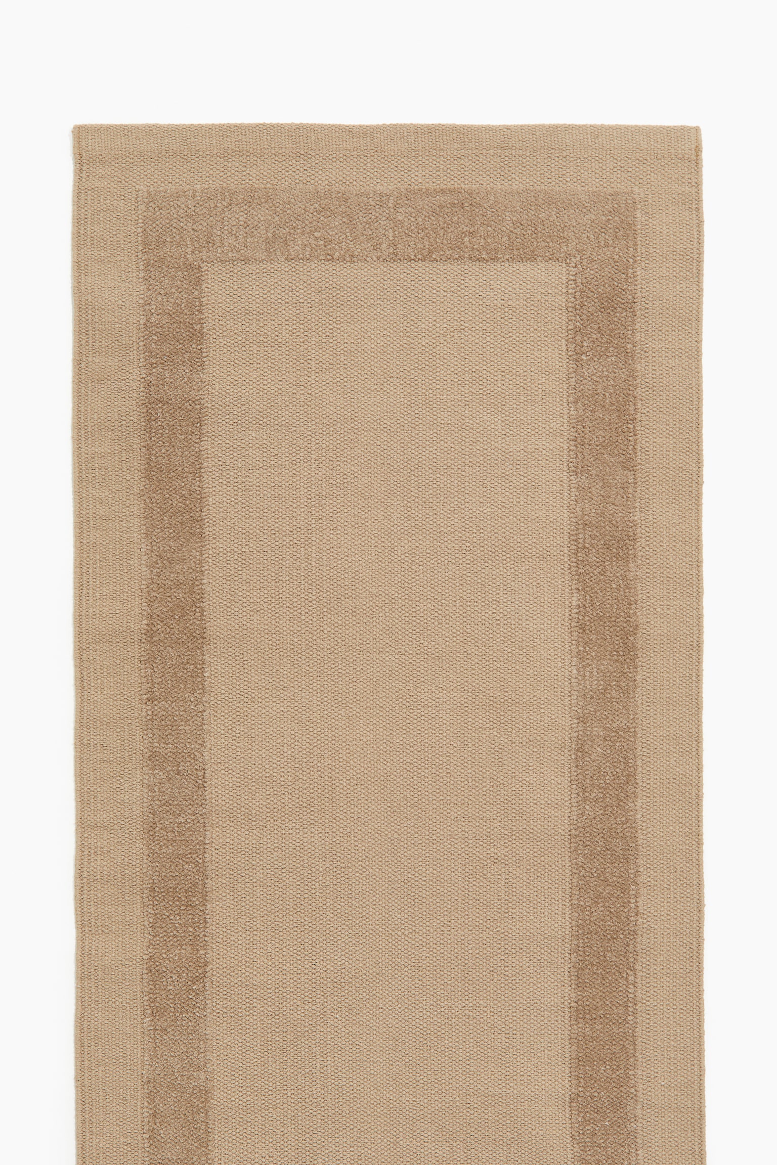 Flat weave cotton runner rug - Beige/Light beige/Moss green