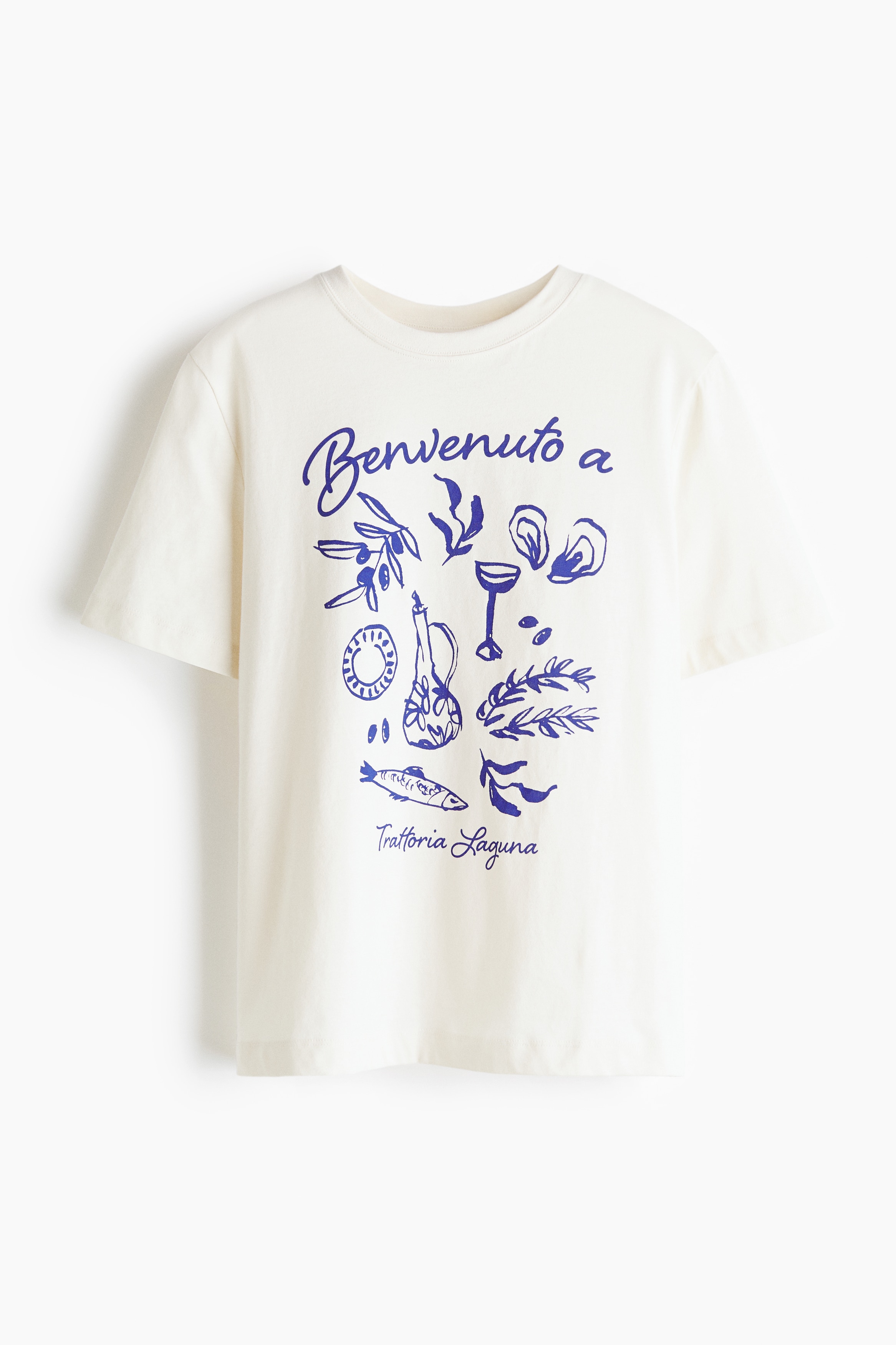Printed T-shirt - White/Trattoria Laguna/Cream/Brasil/Dark brown/Palm trees/Light beige/Atacama/White/Milos Island/Dark brown/Italia/White/Trattoria/White/Le Marais/Black/Costa Rica/Dusty light blue/California/Light beige/Striped/Pink/Chillax Culture/Ivory/Feria de Verano/Cream/Biarritz/White/Lemons/Green/Cannes Sailing Retreat/Light blue/Summer/Brown/Solare/Light yellow/Energized