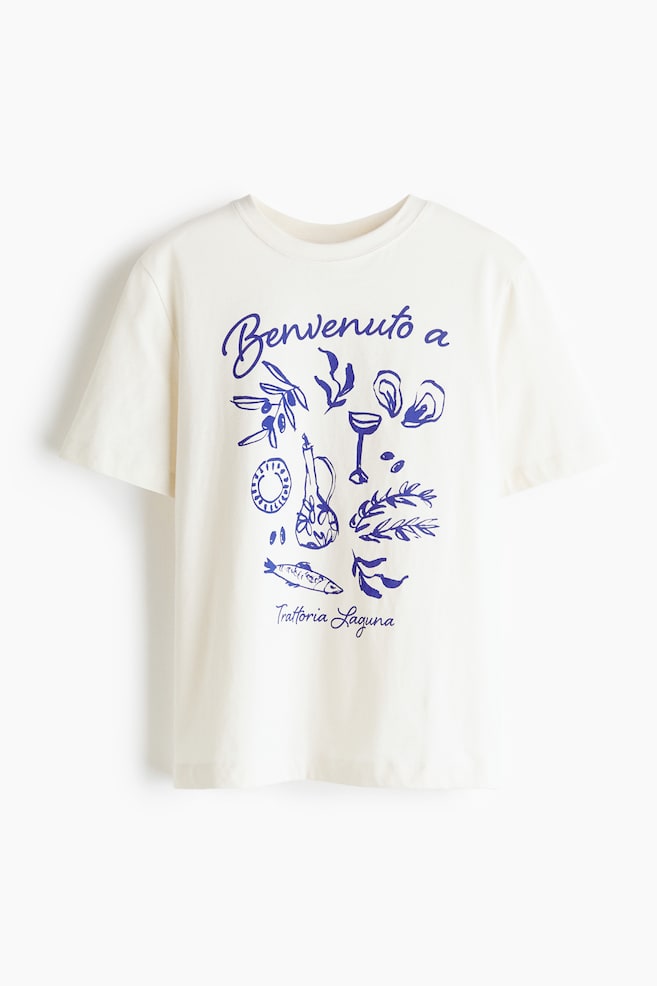 Printed T-Shirt - White/Trattoria Laguna/Light yellow/Gelato/Pink/Chillax Culture/White/Milos Island/Dark brown/Italia/Light dusty blue/California/Light yellow/Energized/Dark brown/The Vacation Edit/White/Trattoria/Brown/Solare/Light blue/Summer/Green/Cannes Sailing Retreat/Cream/Biarritz/Light beige/Atacama/Cream/Brasil/Light beige/striped - 1