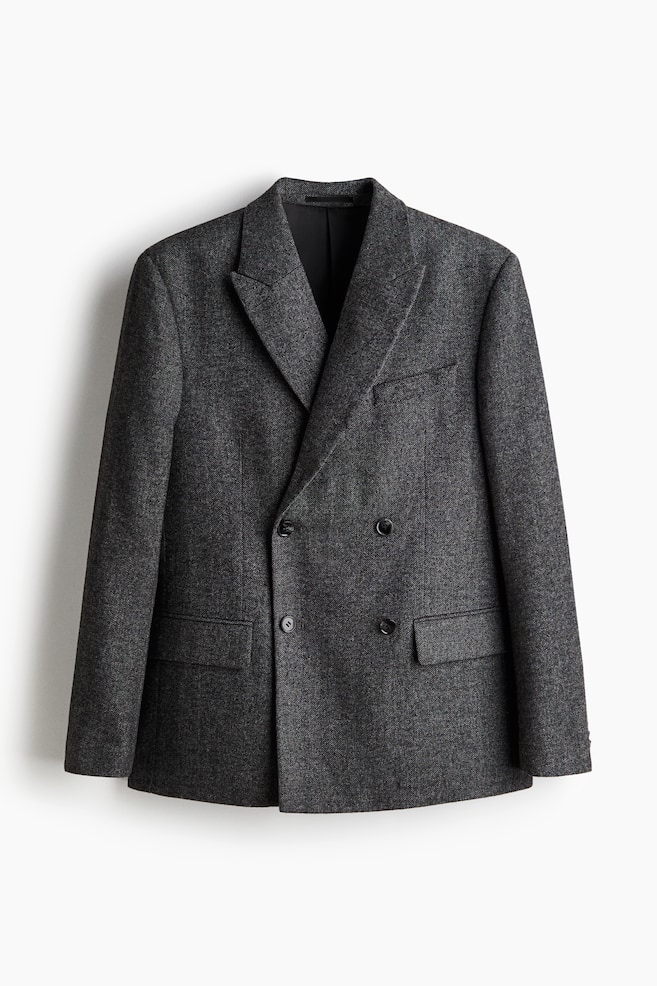 Veste Relaxed Fit à fermeture croisée - Gris foncé/motif chevron/Marron - 1