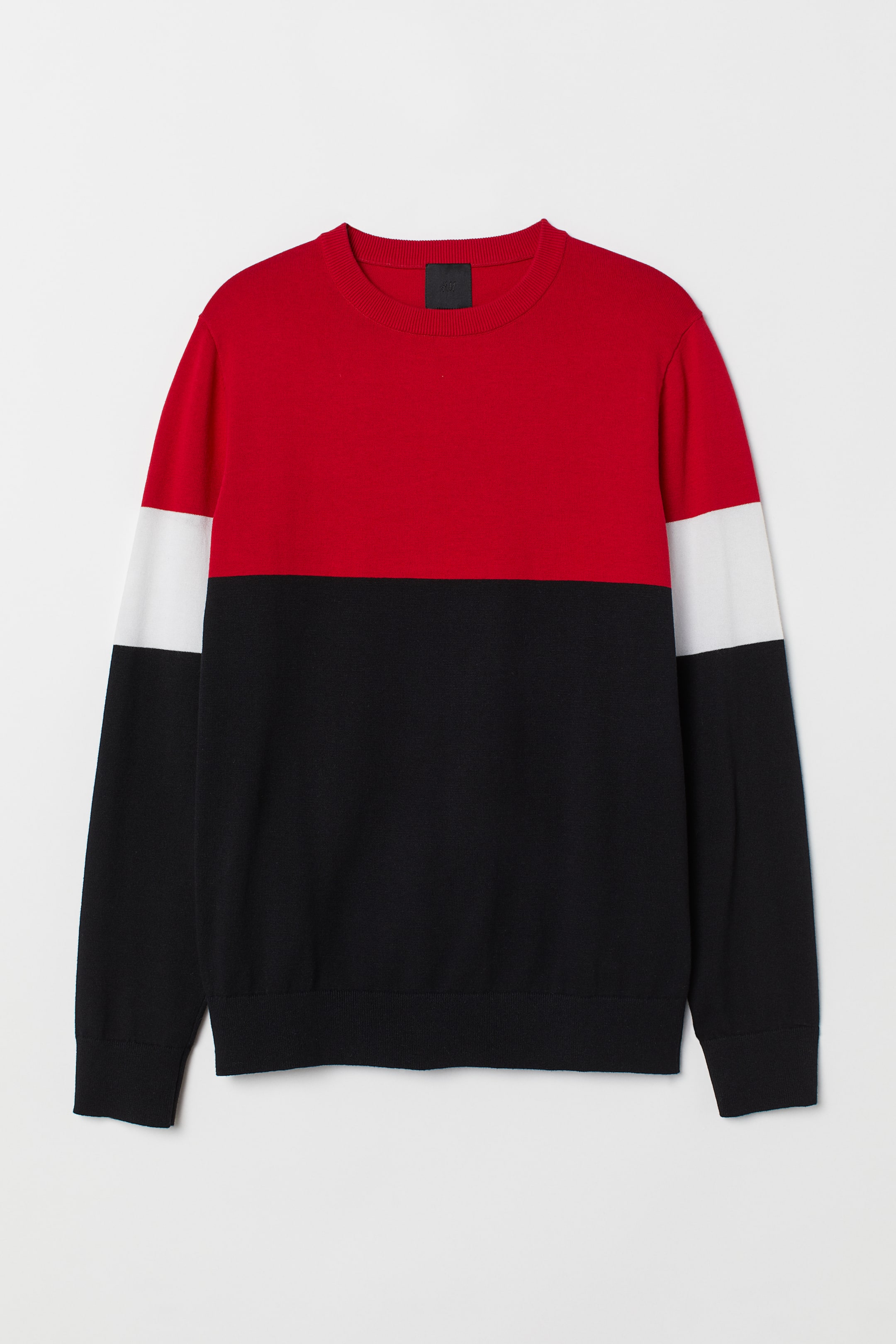 Fine-knit cotton jumper Red/Black Men H&M