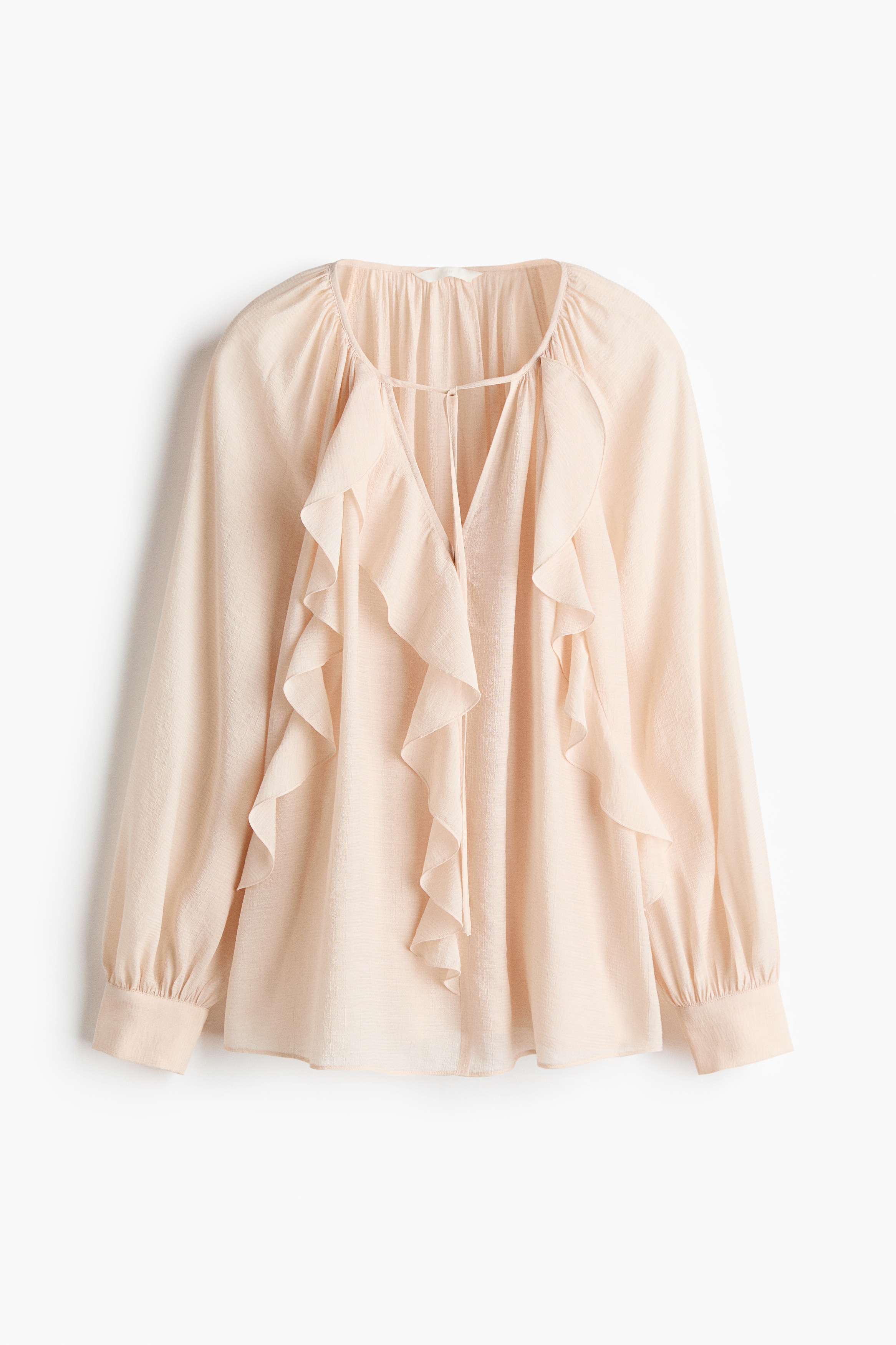 Flounce-trimmed blouse - Powder pink/White