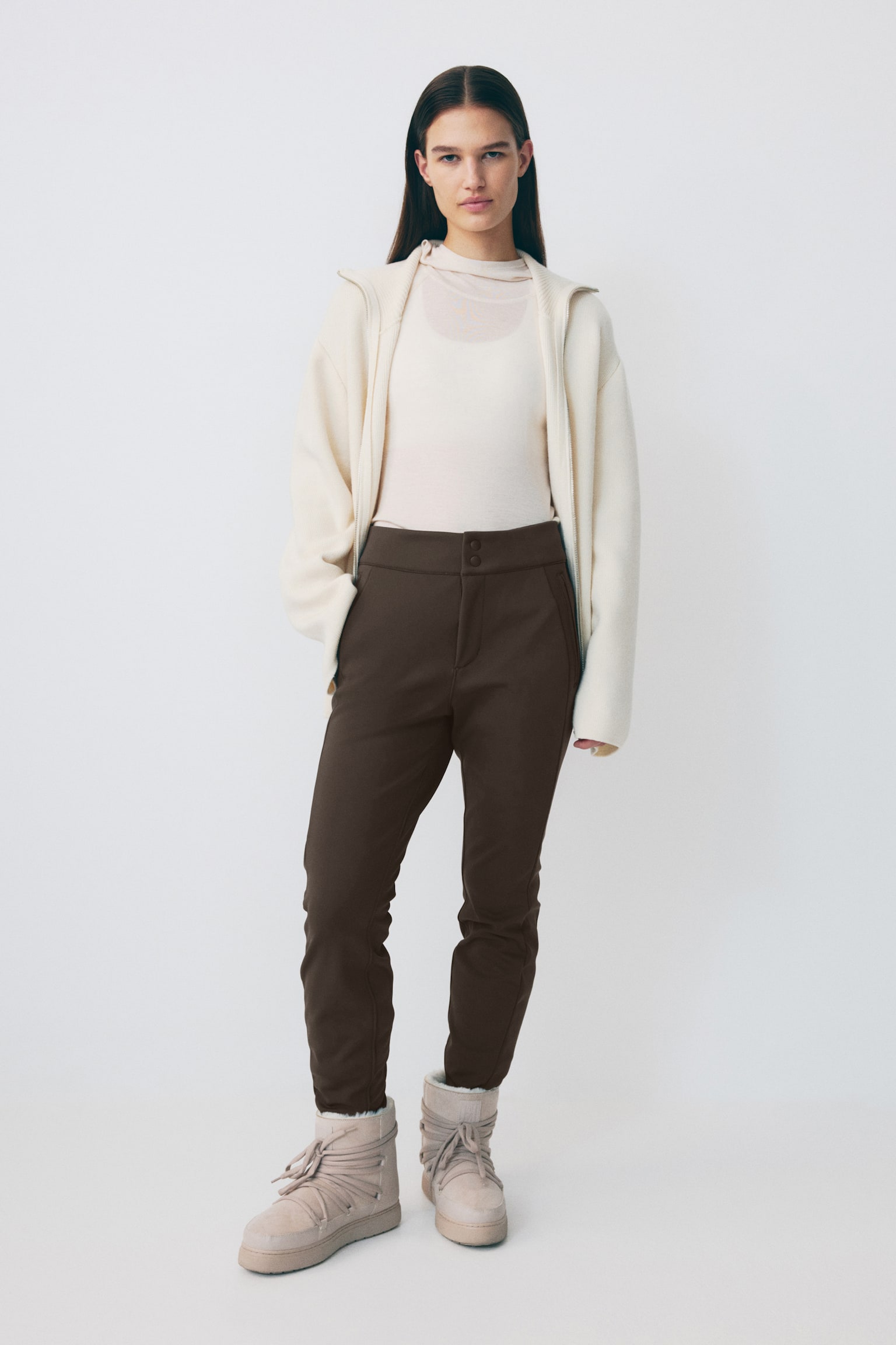 Brushed-inside ski trousers - Coffee - 3