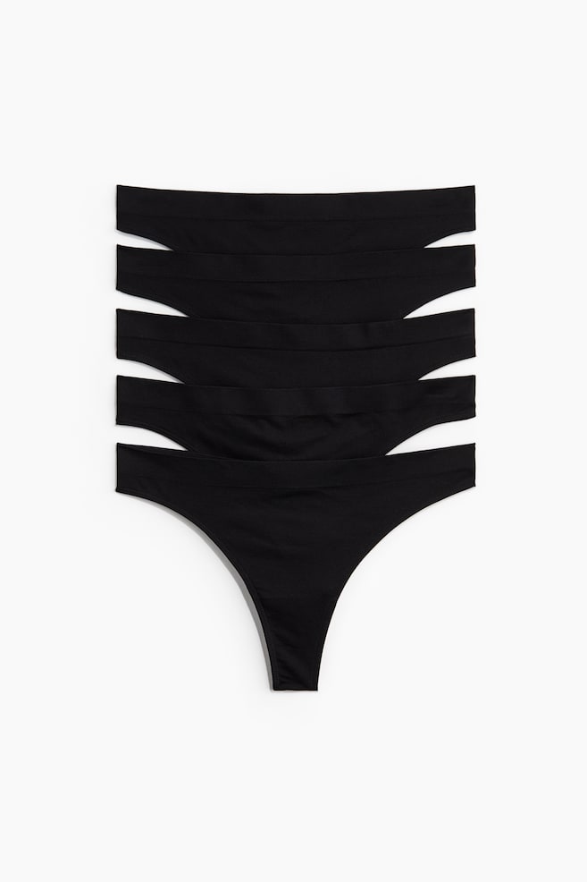 Set van 5 seamless slips - Thong - Zwart/Lichtroze/bordeauxrood/Lichtroze/wit/Marineblauw/dusty blauw - 1