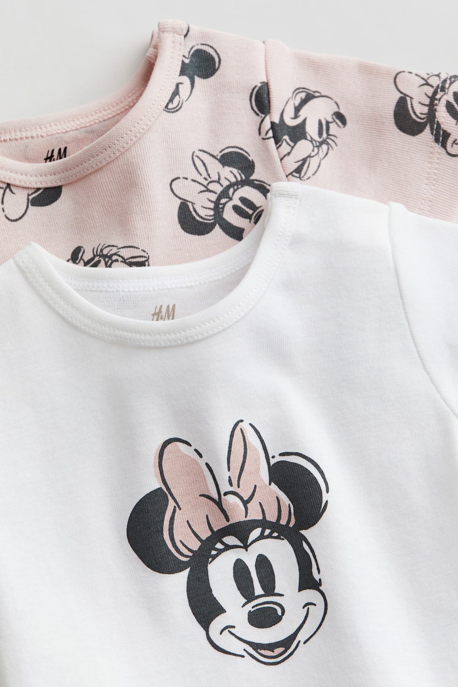 2-pack Cotton Jersey Bodysuits - Light pink/Minnie Mouse/Light grey/Mickey Mouse - 3