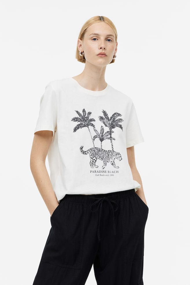 Cotton T-shirt - Cream/Paradise Beach/White/Voyage/Blue/Striped/White/Peach/dc/dc/dc/dc/dc/dc/dc/dc - 1