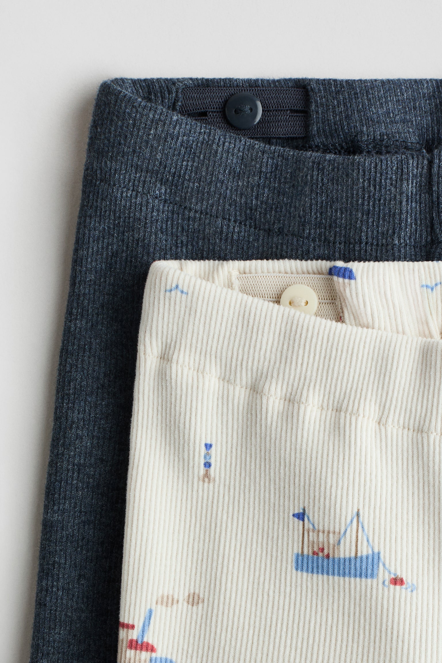 2-pack shorts i bomullstrikå - Marinblå/Båtar/Khakigrön/Ljusblå/Randig - 2