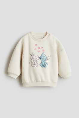 Sweatshirt med borstad insida och tryck