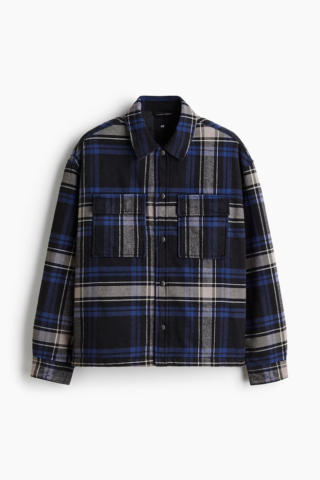 Oversized Flannel Overshirt - Black/plaid - 1